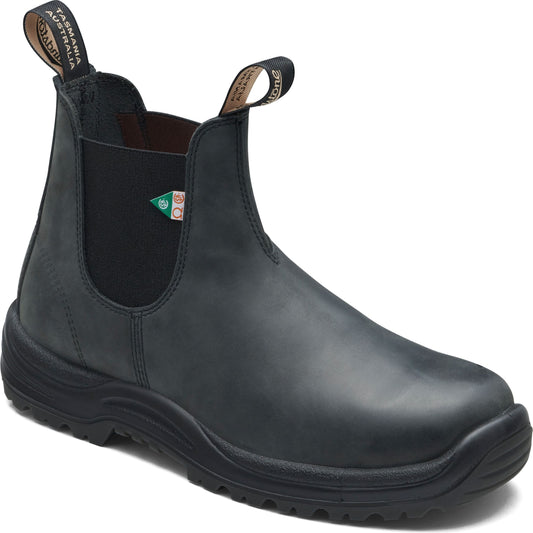 Black Chelsea boot with pull tabs.