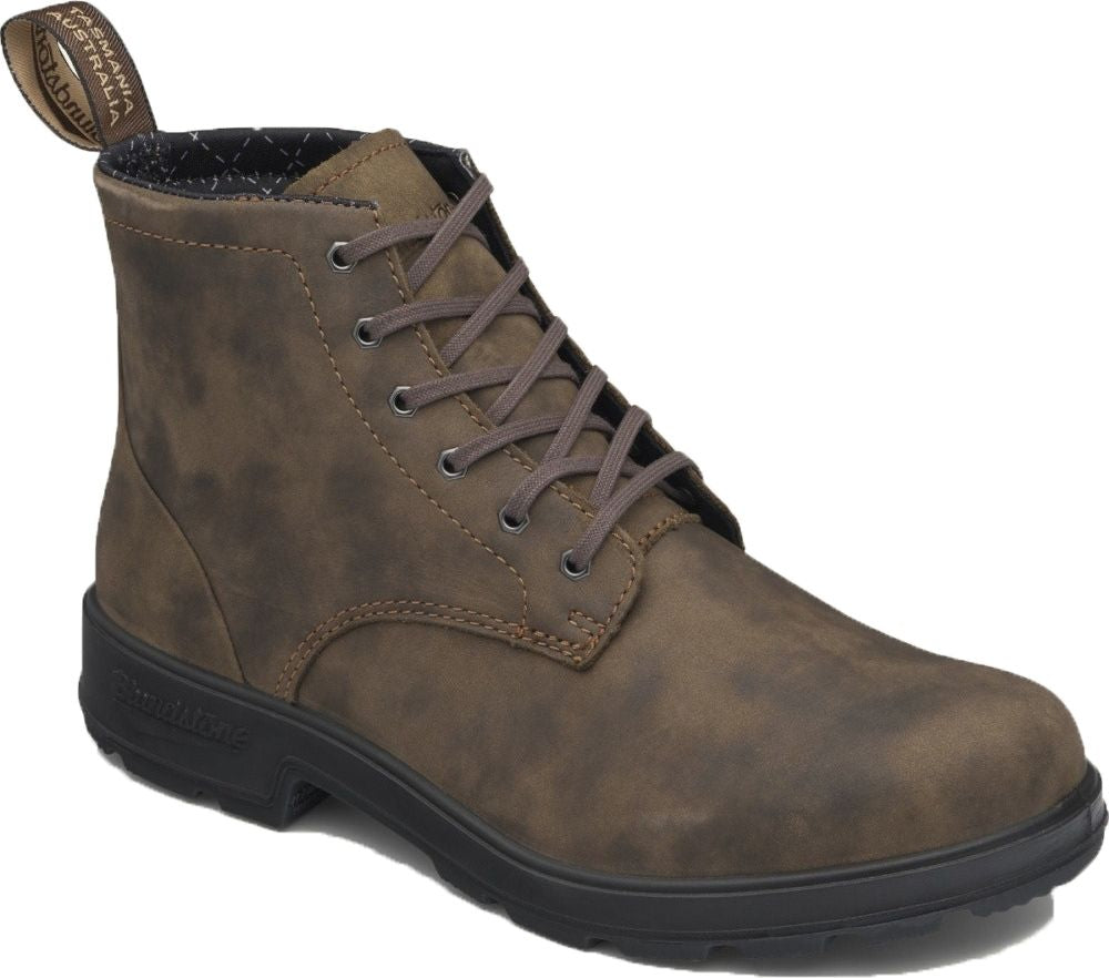 Brown ankle boot with laces.