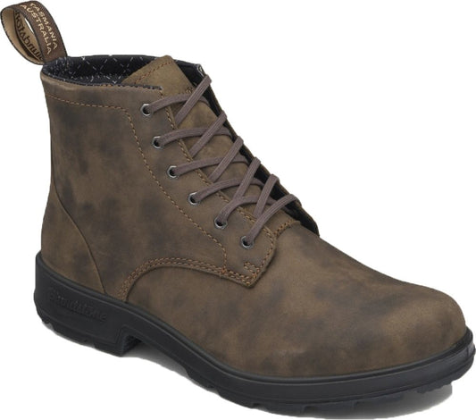 Brown ankle boot with laces.