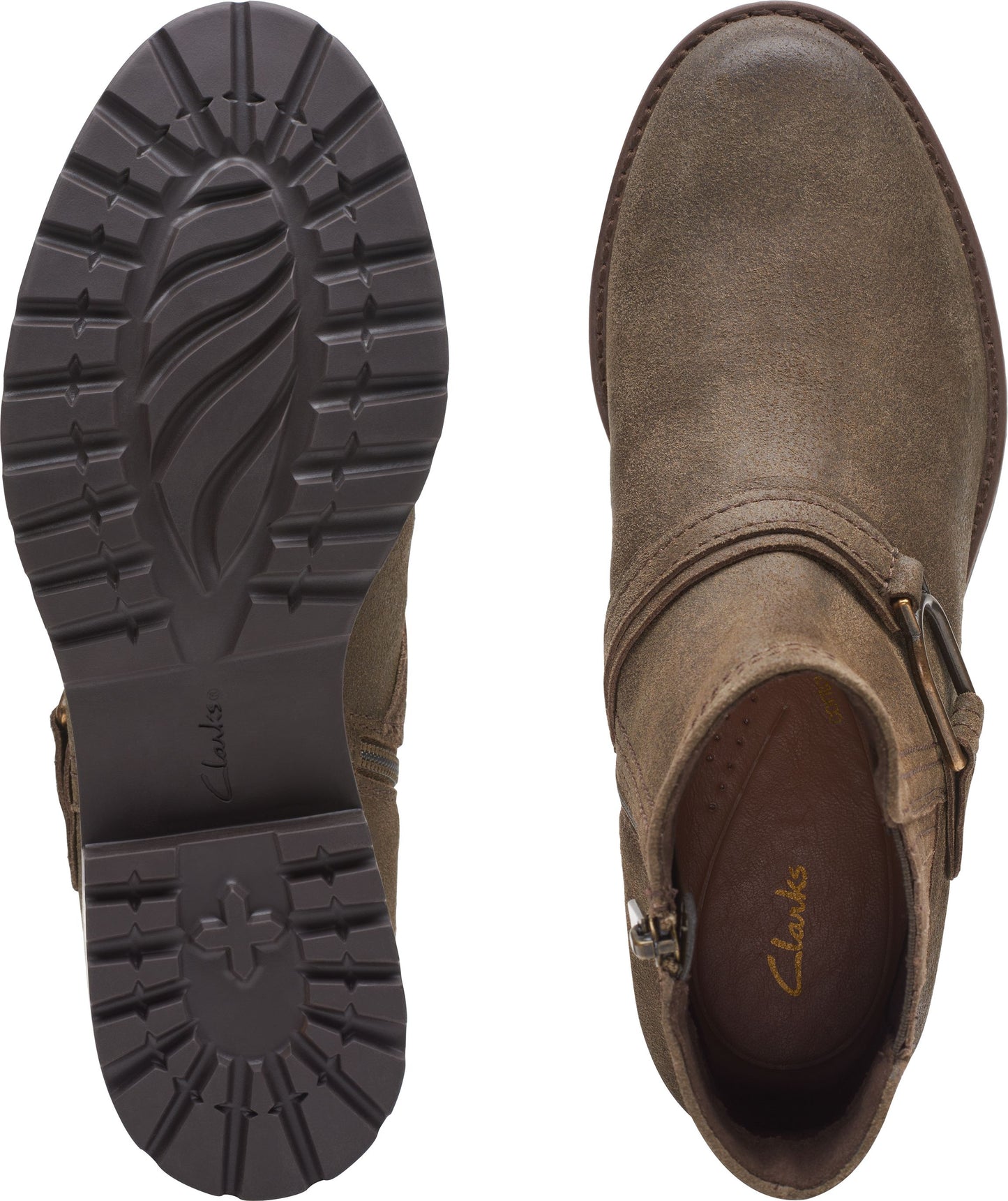 Clarks Boots Aspra Buckle Dark Olive Suede