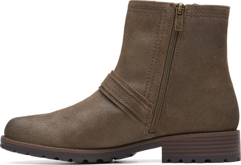 Clarks Boots Aspra Buckle Dark Olive Suede