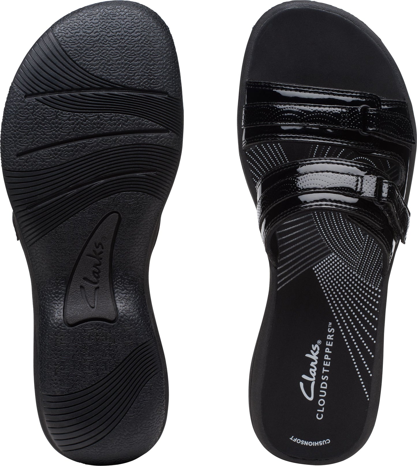 Clarks Sandals Breeze Piper Black Patent