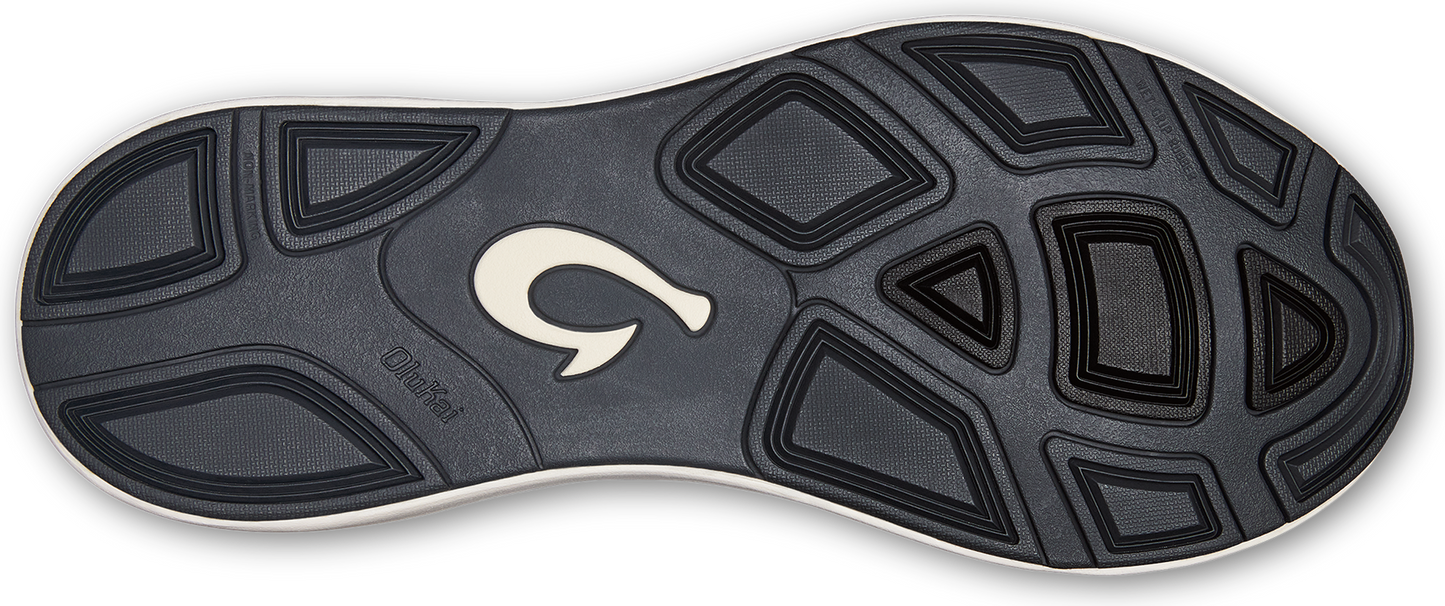 Bottom of a shoe with a pattern of geometric shapes.