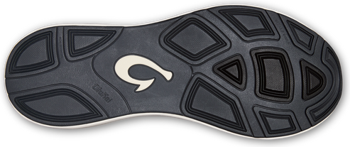 Bottom of a shoe with a pattern of geometric shapes.