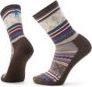 Two brown patterned crew socks.