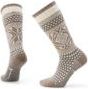 Knee-high socks with a patterned design in tan, white, and brown.