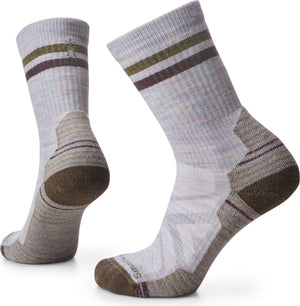 Two light grey socks with brown and green stripes around the top. The toe and heel are brown, and there is extra brown support around the ankle.