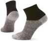Pair of ankle socks with gray body and black top.