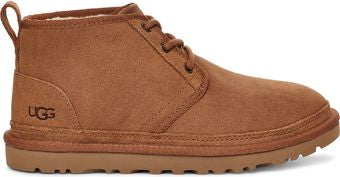 Brown UGG boot with shoelaces and a loop on the heel.