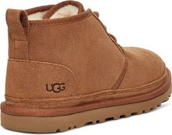Suede chukka boot in chestnut brown with UGG logo at heel.