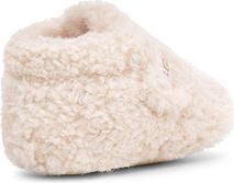 Fluffy, off-white baby slipper.