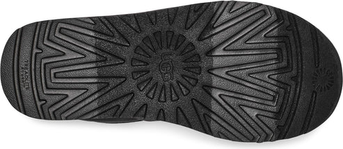 Black rubber sole with repeating geometric shapes and circular tread.